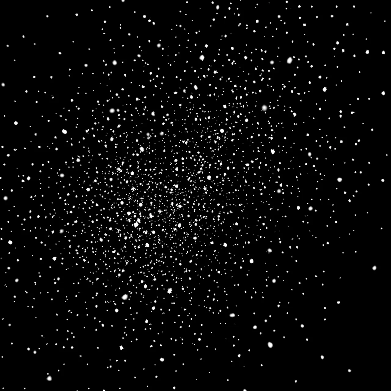 Tiny powdery white snow specks drift scattered across a solid pure black background