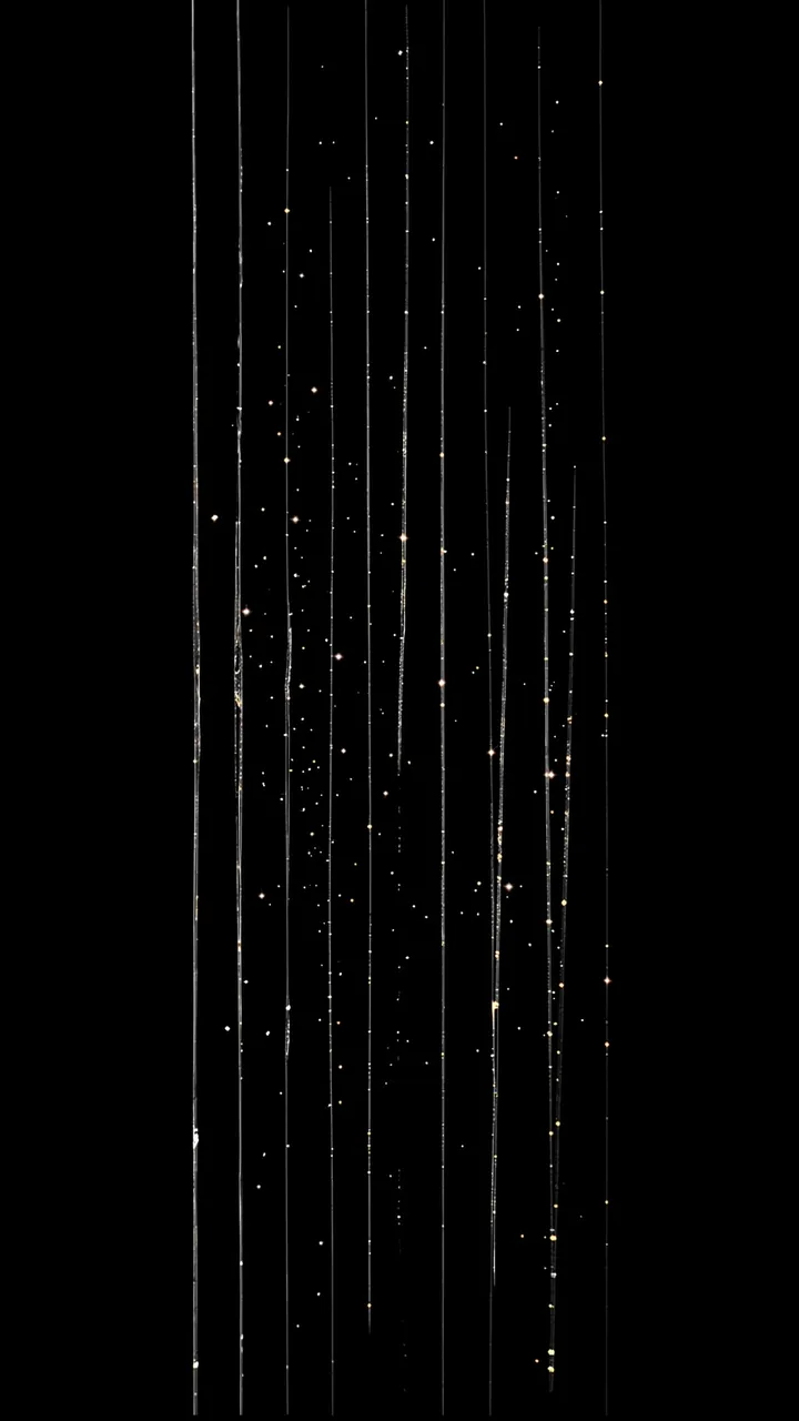 Vertical thin film scratches and glowing flickering specks over a solid pure black background