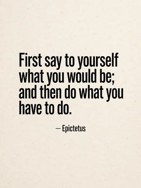 Bold black Epictetus quote text printed on warm off-white textured paper