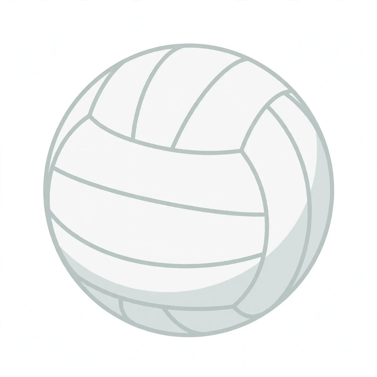 Minimal flat clipart illustration of a volleyball with panel lines on a light neutral background