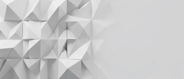 Pale gray origami folded geometric paper surface with empty plain copy space on the right side