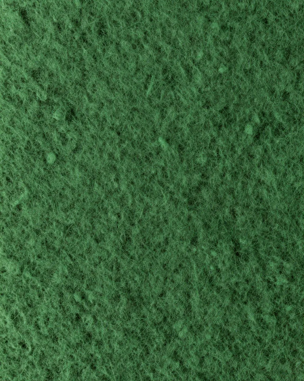 Full frame close-up of dense, felted forest green boiled wool fabric under flat even lighting.