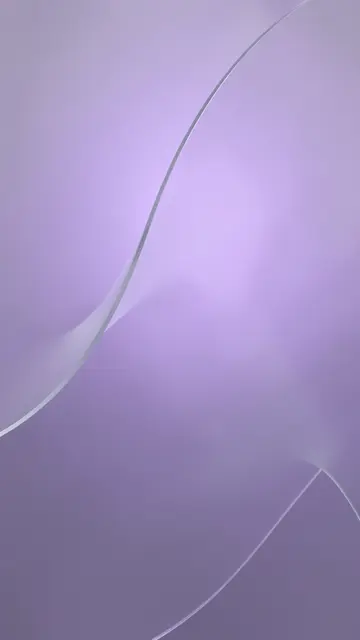 Vertical abstract 3D render of curved frosted glass shapes set against a soft lilac gradient glow