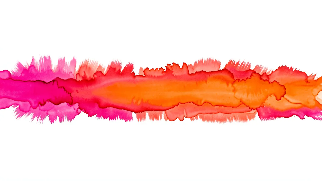 A wide horizontal feathered band of blended fuchsia and orange alcohol ink against a plain white background