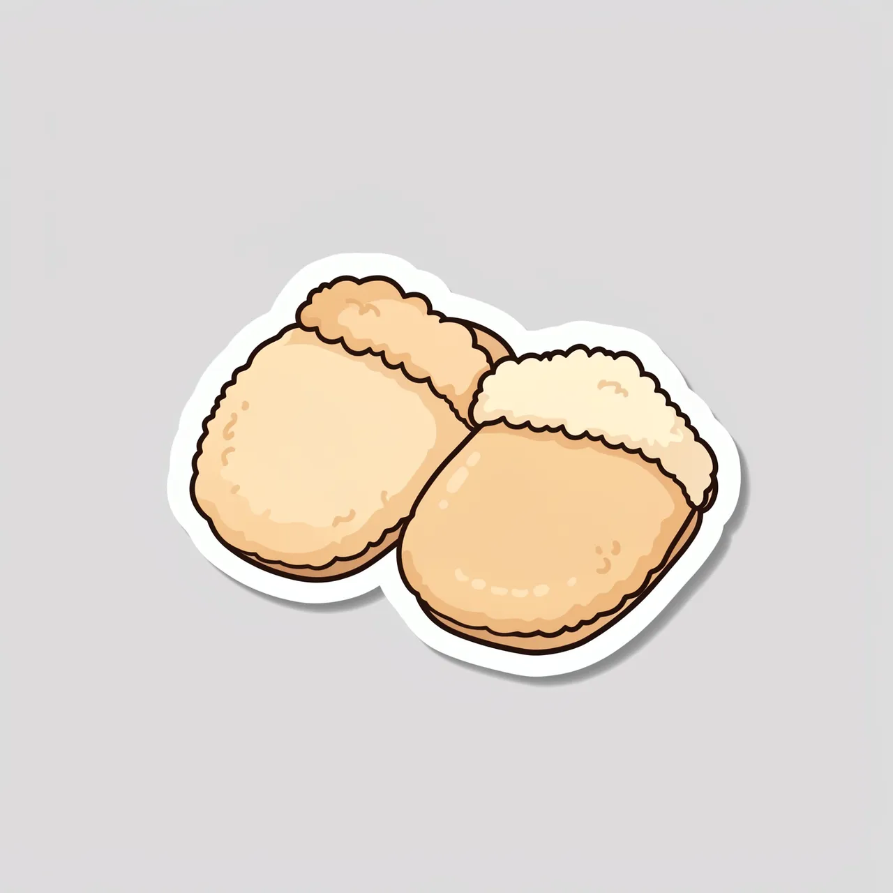 Cute flat illustration of a pair of fuzzy slippers as a die cut sticker on a light gray background