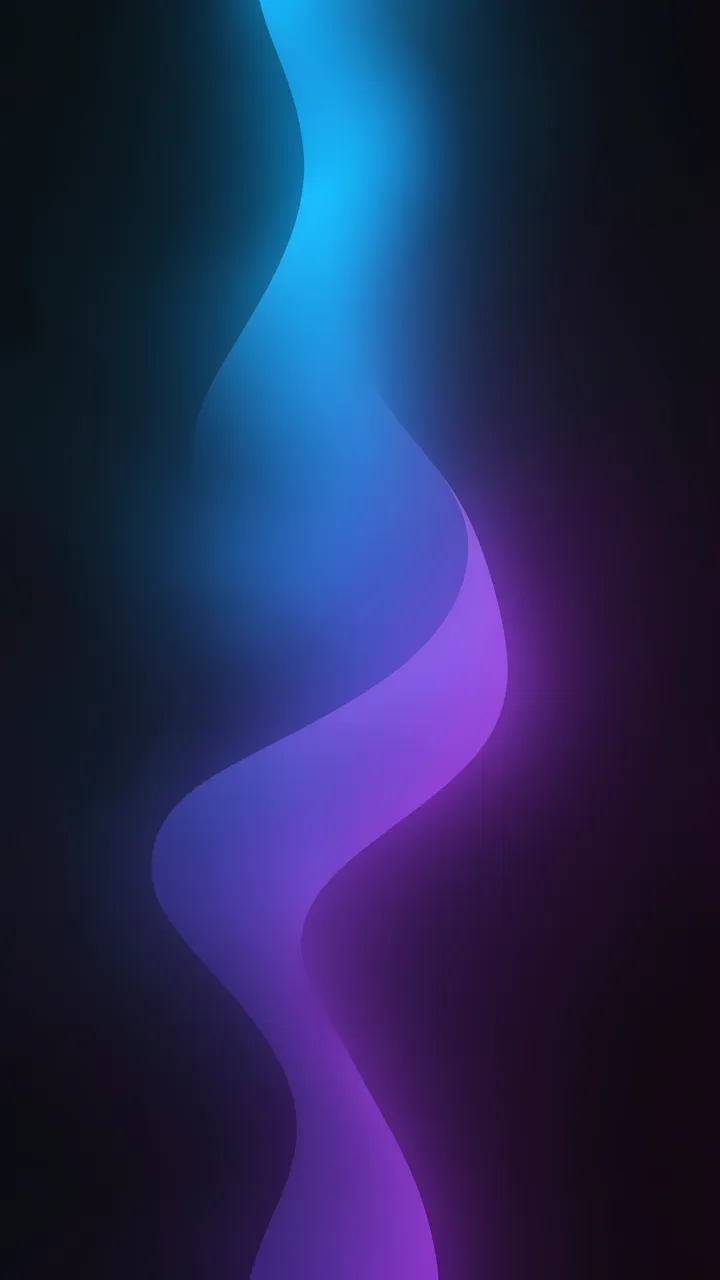 A smooth vertical gradient wave shifts from bright electric blue to soft violet against dark hazy edges