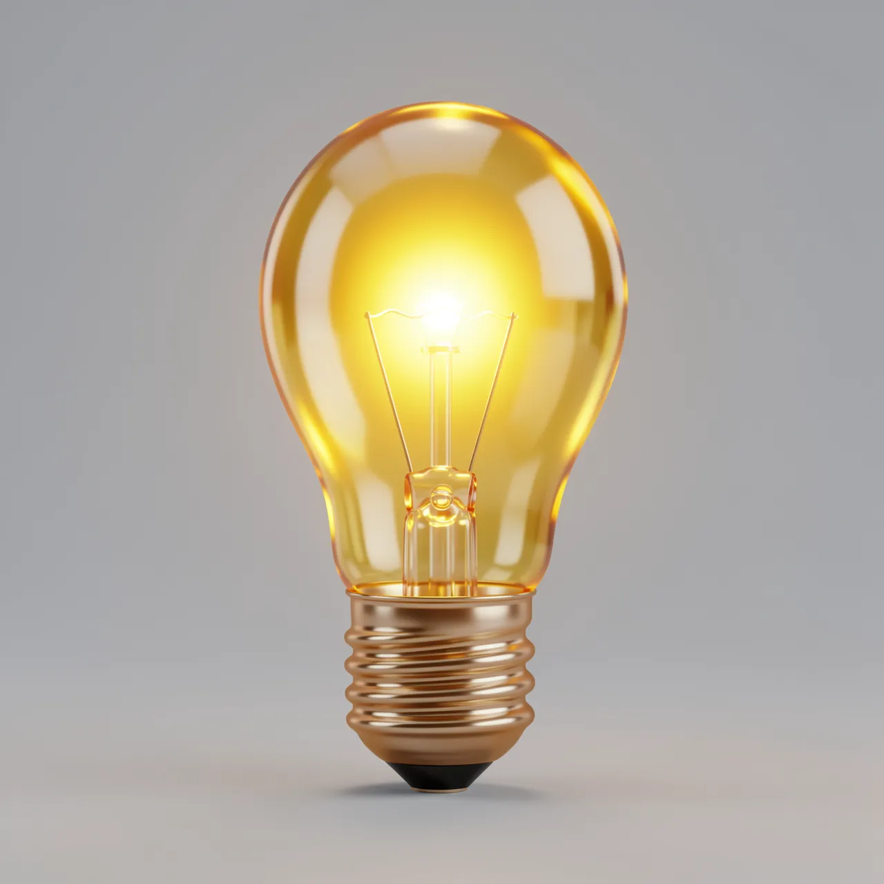 Translucent warm yellow gummy-style lightbulb glows from within against a plain gray background