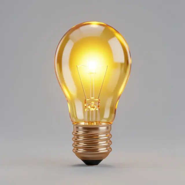 Translucent warm yellow gummy-style lightbulb glows from within against a plain gray background
