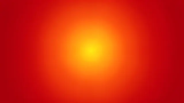 A smooth radial gradient background glows bright yellow-orange at its center and fades to deep red at the edges.