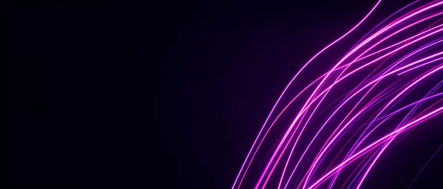 Curving glowing pink and violet light trails sit on the right side of a dark empty banner with copy space on the left