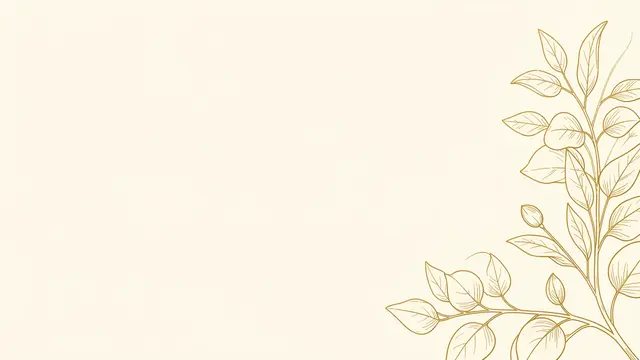 Delicate gold eucalyptus line art sits on the right edge of a solid cream background with empty left copy space