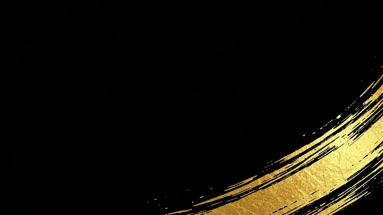 Matte black background with textured gold foil brush swipes along the bottom right and empty copy space