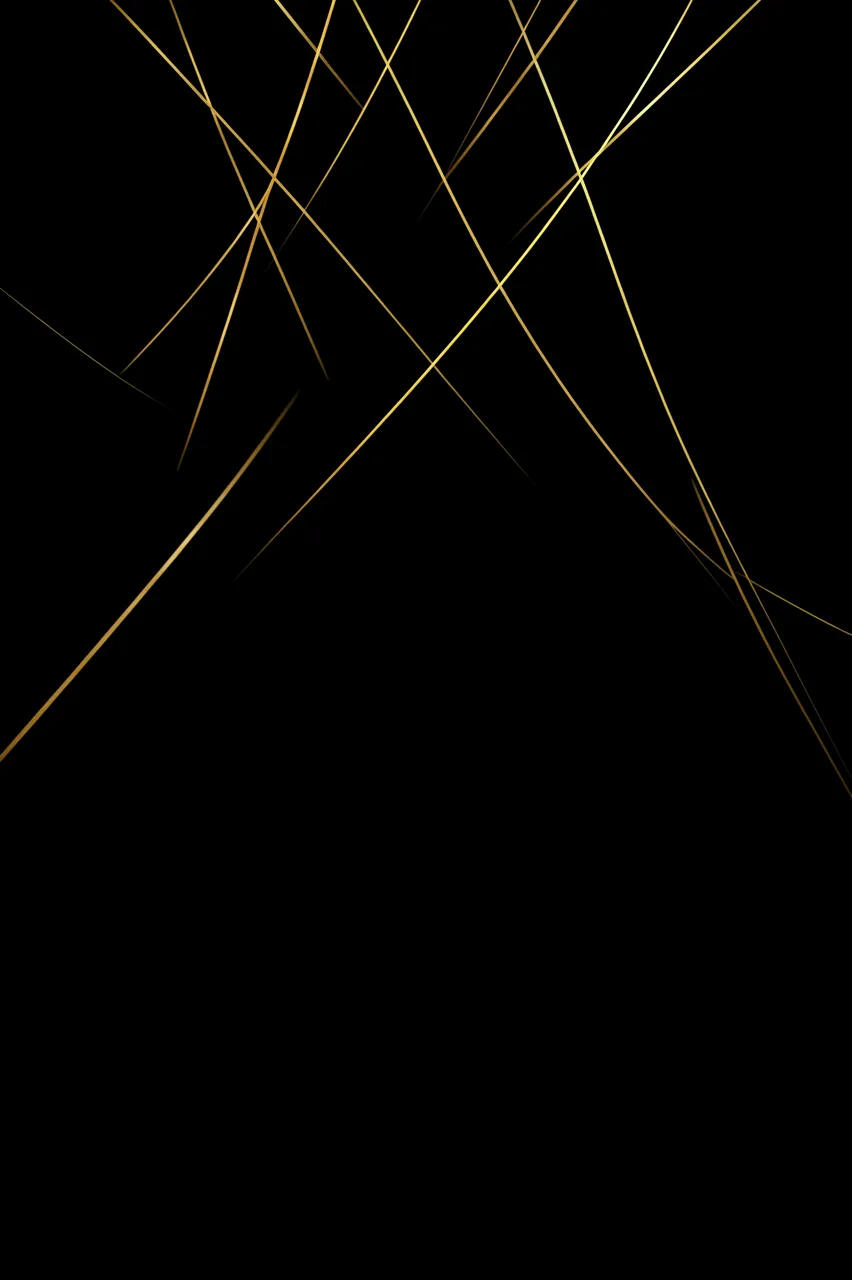 Thin intersecting gold lines sit near the top of a solid black background with empty space below