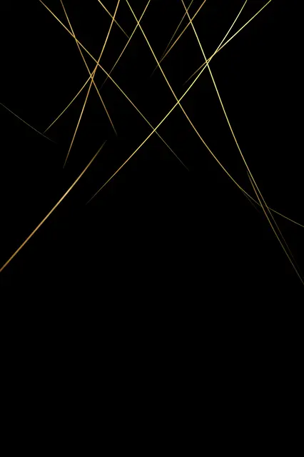 Thin intersecting gold lines sit near the top of a solid black background with empty space below