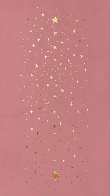 Hand-painted scattered gold stars and tiny sparkles arranged vertically across a soft dusty pink background
