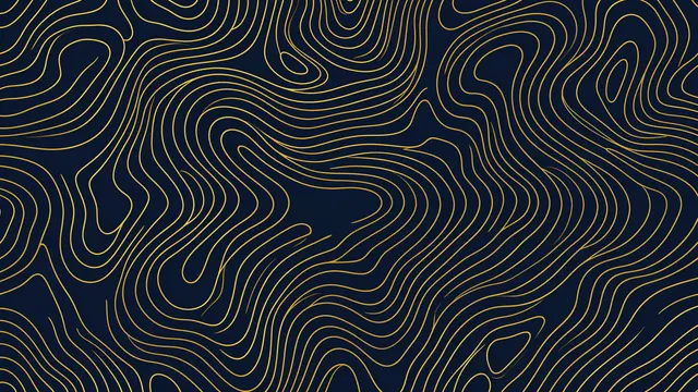 Smooth flowing gold topographic contour lines arranged across a deep navy background