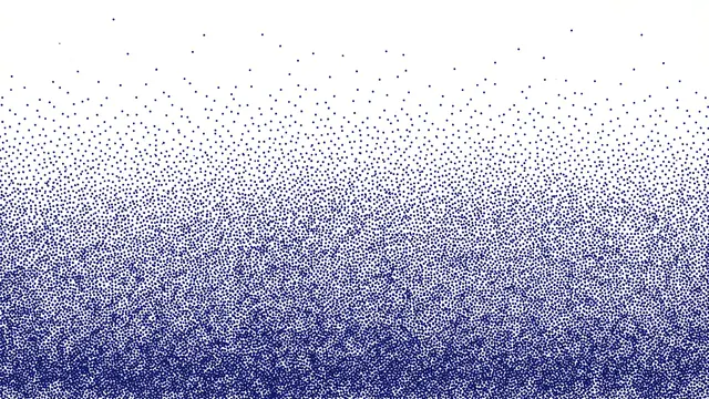 Hand-painted stipple of tiny indigo dots densest at the bottom, fading gradually on a white background