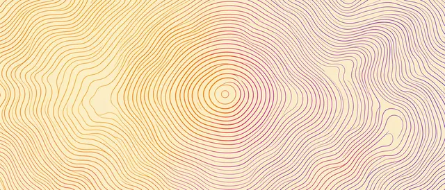 Smooth wavy contour lines gradient from orange to violet on a pale cream background