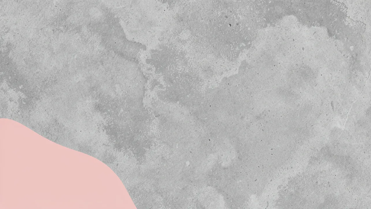 Soft textured gray concrete presentation background with a smooth blush pink curved shape in the lower left