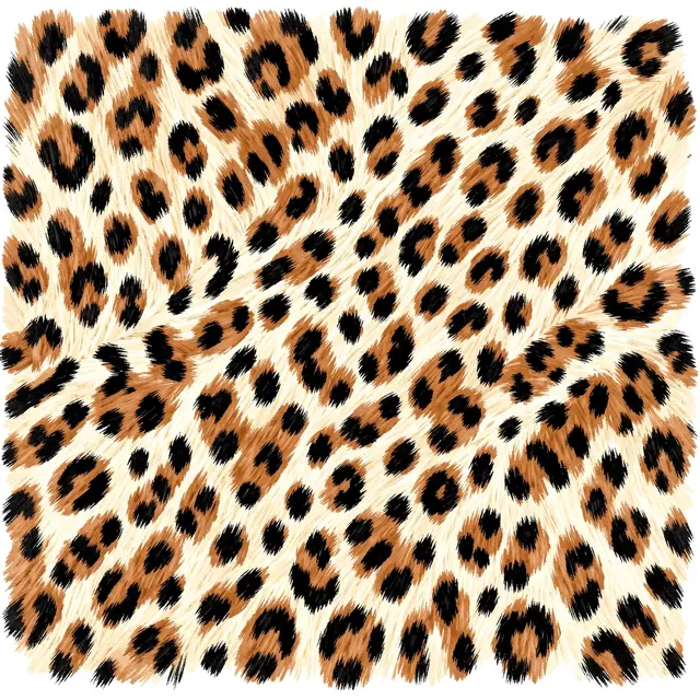 Hand-drawn ocelot fur print with irregular blotches in cinnamon, cream, and black tones