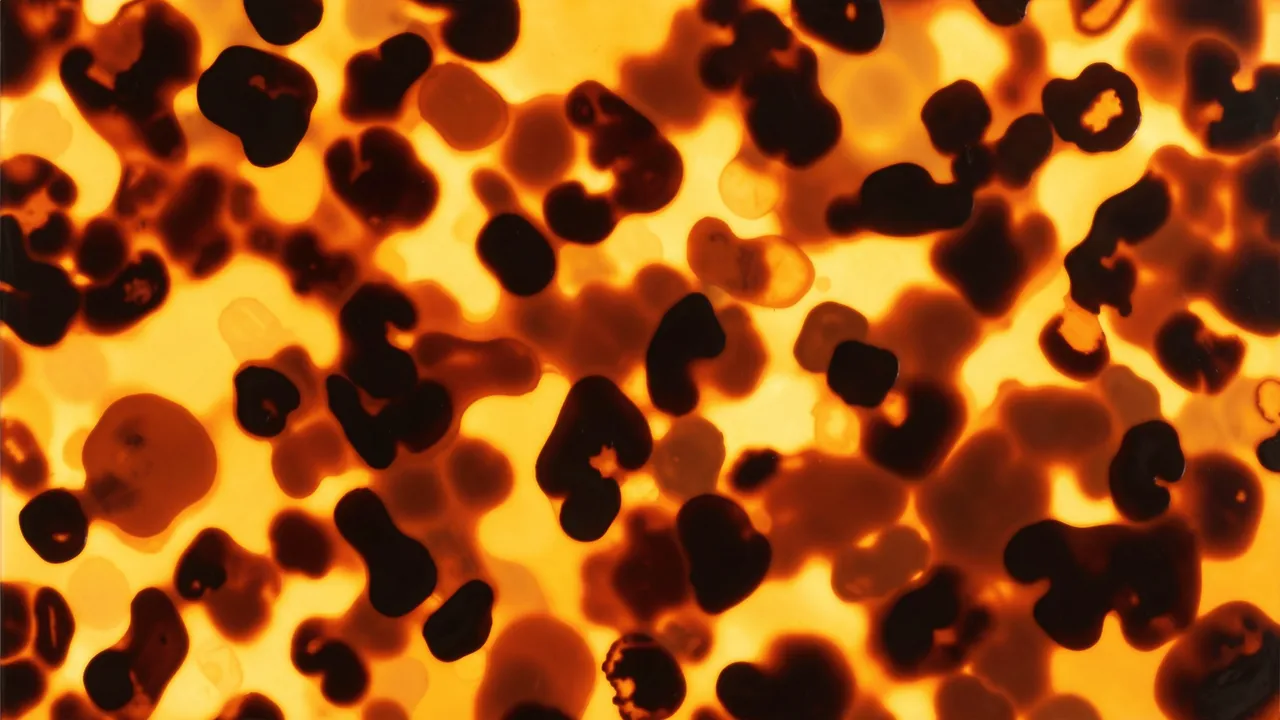 Irregular blended amber, honey and dark brown tortoiseshell blotches fill the full frame