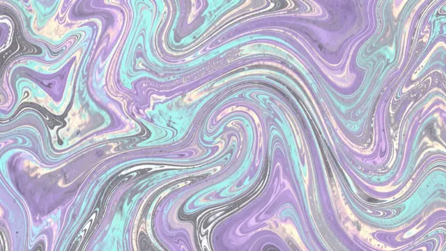 Smooth swirling iridescent marble pattern in lilac, aqua and soft silver tones fills the full frame