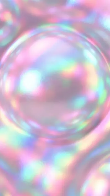 Glowing macro close-up of an iridescent pearl surface with pink, blue, and green holographic highlights