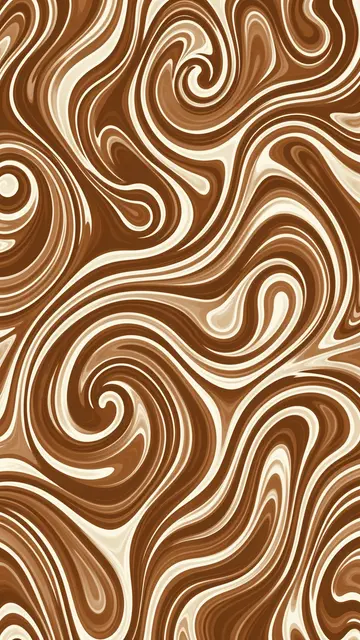 Vertical abstract pattern of swirling latte brown and cream marbled waves