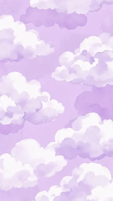 Soft watercolor clouds float across a pale lavender vertical background
