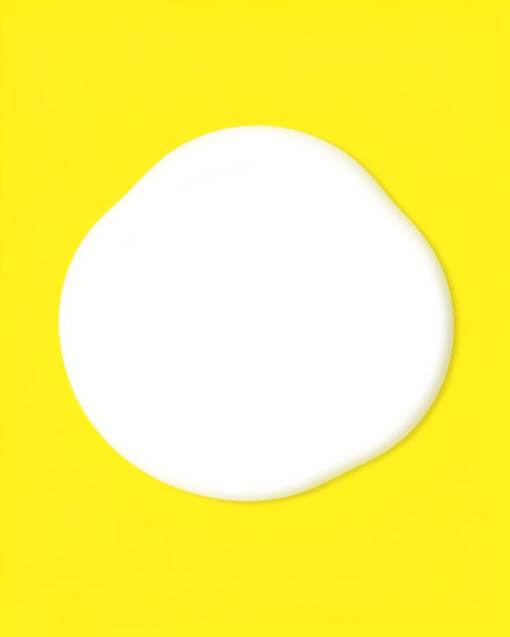 A solid bright lemon yellow background with a large smooth soft-edged white rounded blob centered in the frame