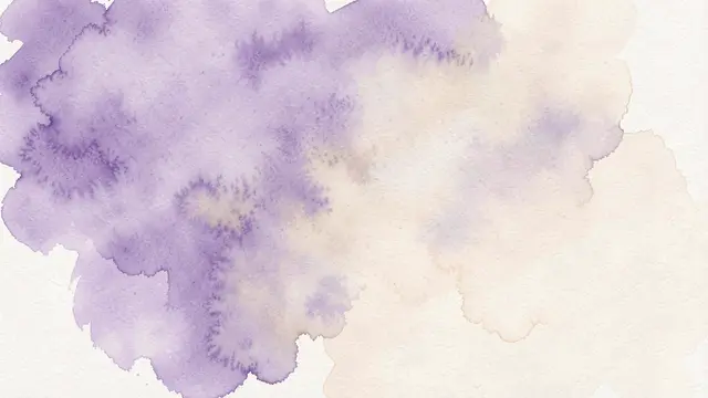 Soft blended watercolor washes of lilac purple and pale cream bleed across textured paper