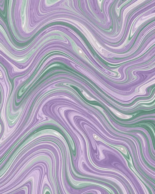 Full frame abstract marbled pattern with swirling lilac, sea green and pearl white combed ripples
