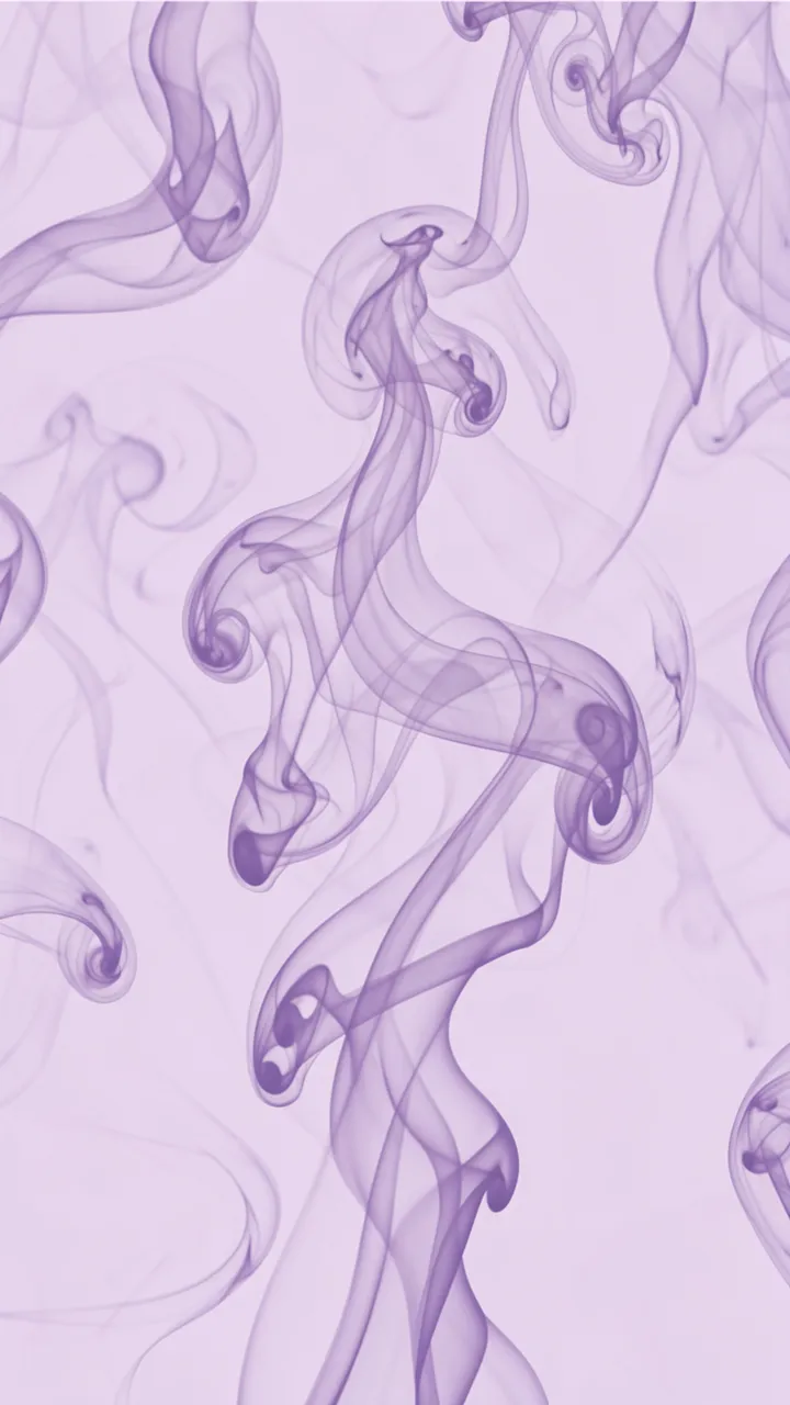 Soft curling lilac smoke swirls across a pale lavender background