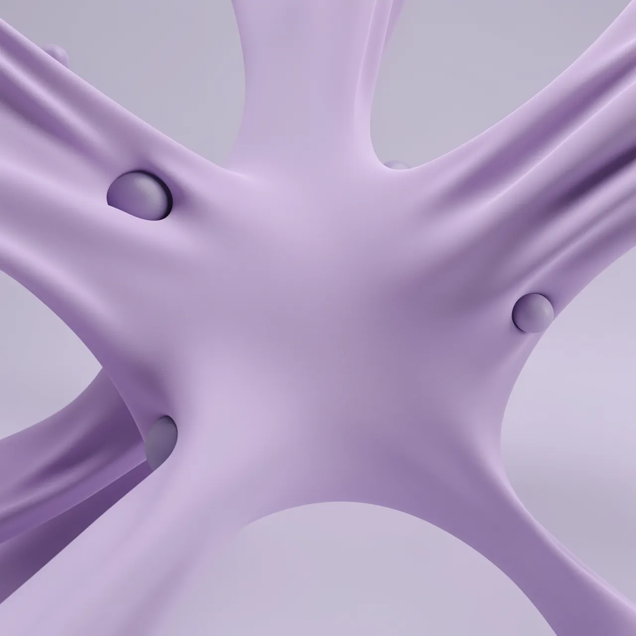 A soft lilac stretch fabric membrane bulges gently outward from hidden rounded spheres under even studio lighting.