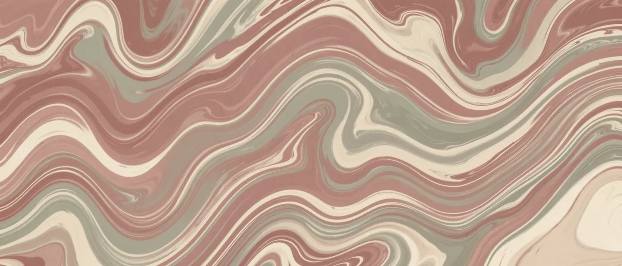 Smooth swirling marbled abstract pattern in dusty rose, soft sage, and warm cream hues