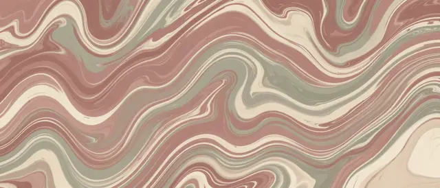 Smooth swirling marbled abstract pattern in dusty rose, soft sage, and warm cream hues