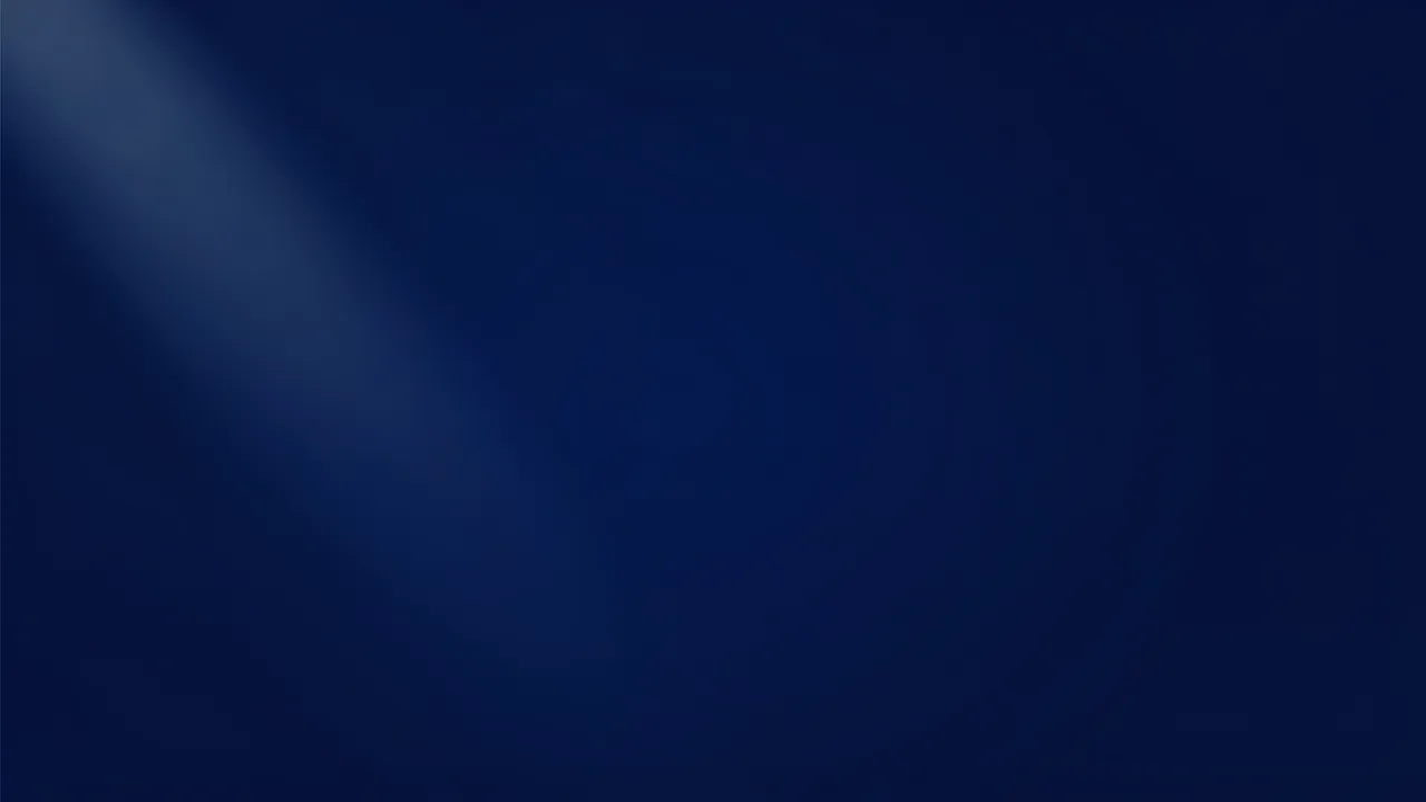 A smooth midnight blue background with a faint soft diagonal light beam across the upper left and empty central space