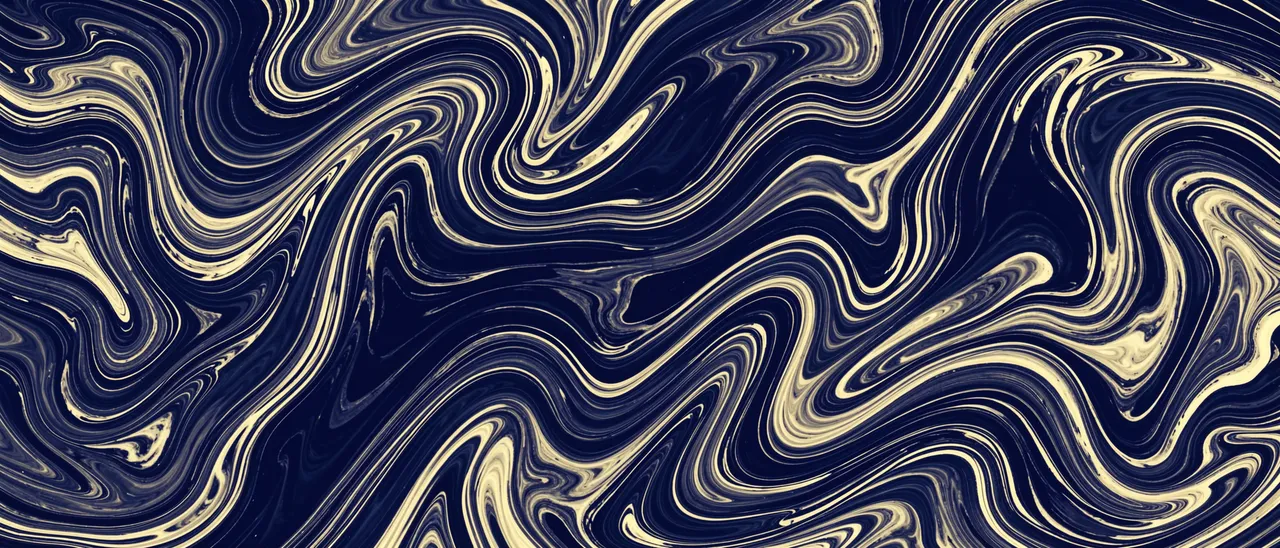 Flowing curling marbled swirls of midnight blue and pale gold fill the full frame