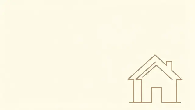 A thin beige outline of a house sits in the lower right corner of an empty pale cream background
