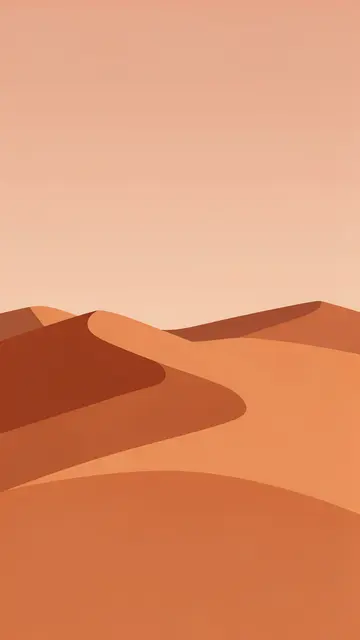 Flat minimalist illustration of layered sand dunes in warm terracotta and peach tones for a phone wallpaper