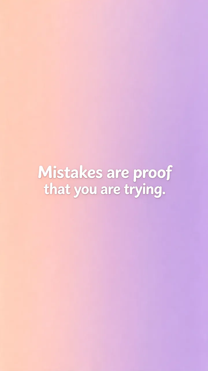Vertical phone wallpaper with a soft peach to lilac pastel gradient and white text reading "Mistakes are proof that you are