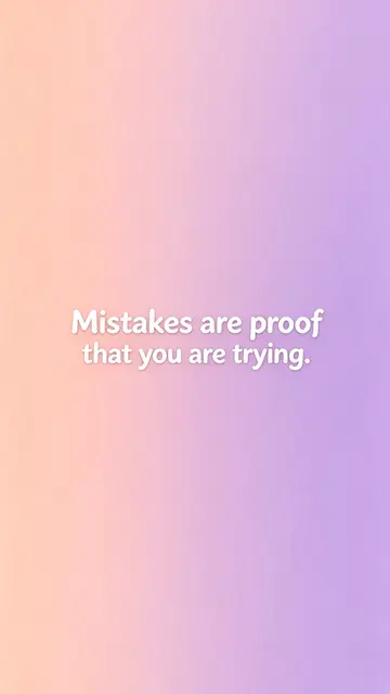 Vertical phone wallpaper with a soft peach to lilac pastel gradient and white text reading "Mistakes are proof that you are