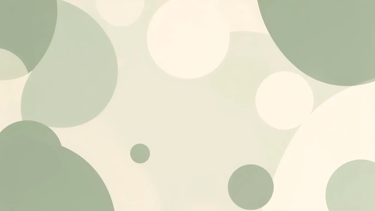 Soft overlapping muted sage and cream rounded shapes fill a minimal calm background with empty central copy space
