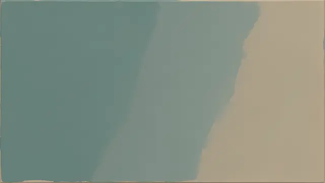 Soft-edged abstract color field painting blending muted teal and pale sand tones