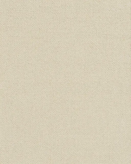 Full frame close-up of light beige coarse woven hemp fabric with subtle plant fiber flecks under flat lighting