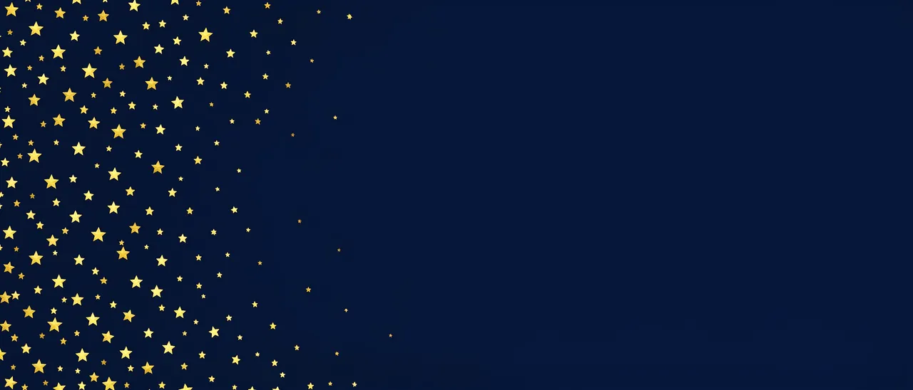 Deep navy background with scattered gold stars fading left and empty copy space on the right