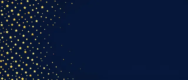 Deep navy background with scattered gold stars fading left and empty copy space on the right