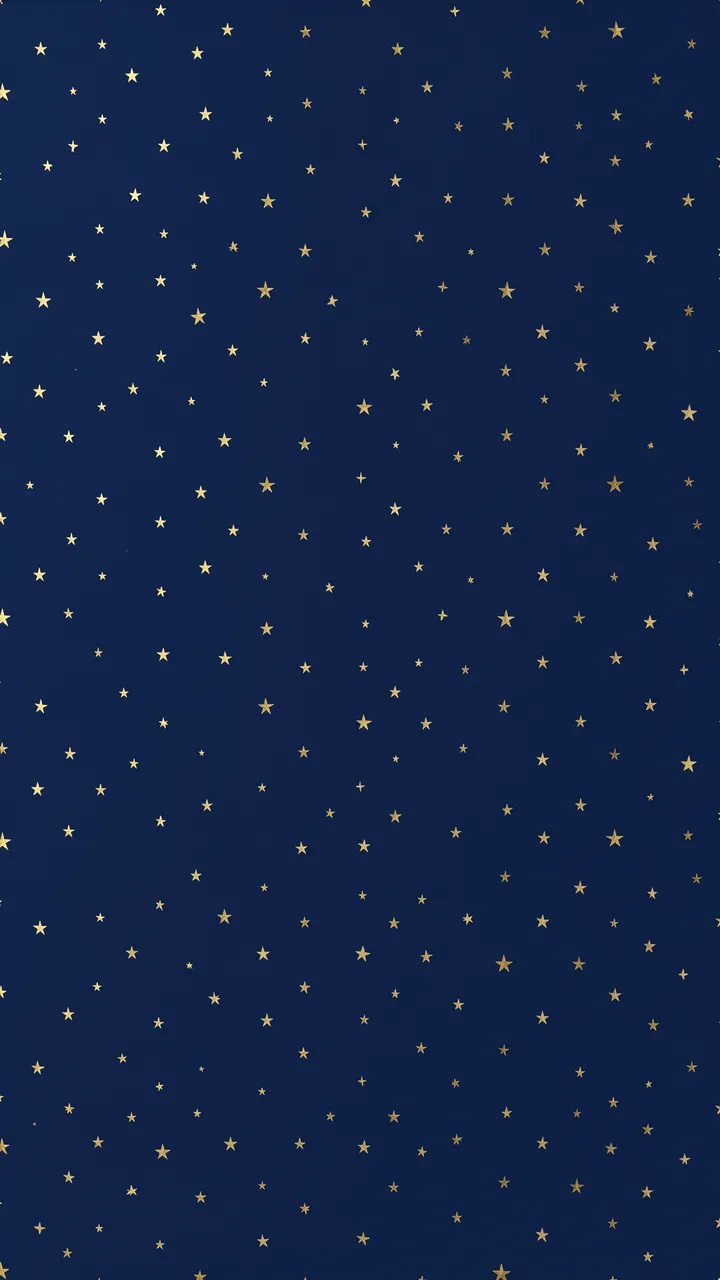 A full vertical seamless pattern of scattered subtle gold stars on a deep navy blue background