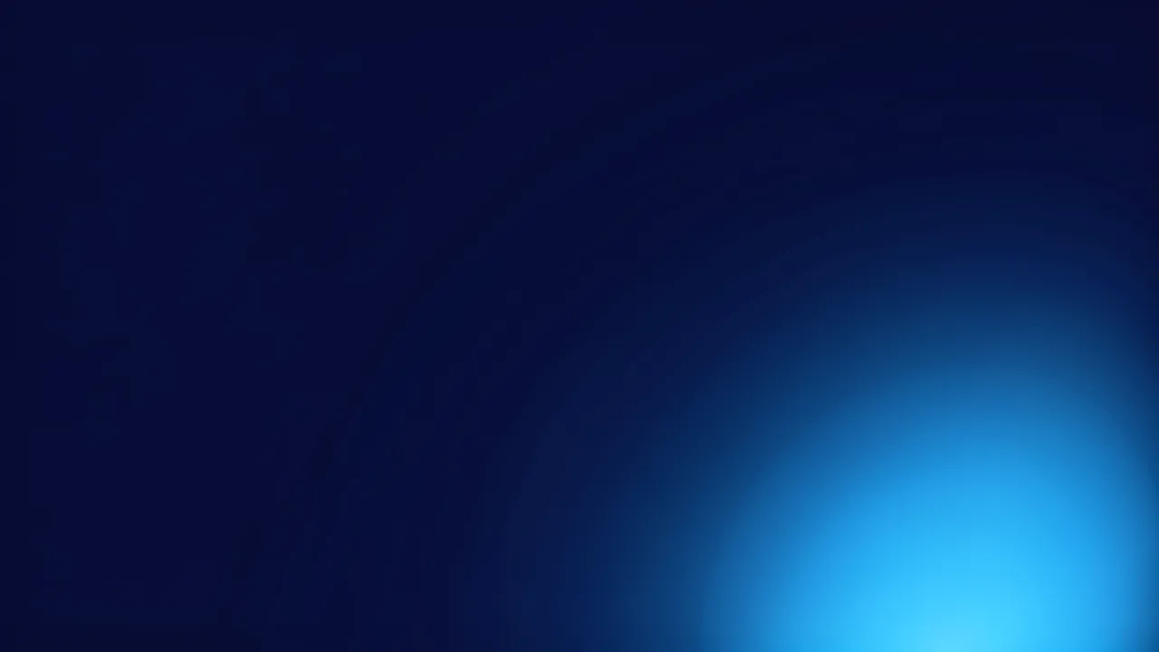A smooth navy blue background has a soft bright blue glow rising from the lower right corner