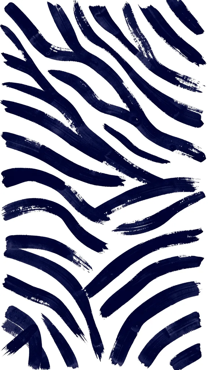 Vertical hand-painted wavy forked navy zebra stripes on a plain white background with dry brush texture